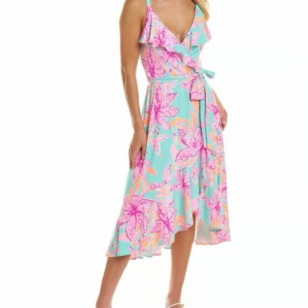 Lilly Pulitzer Pink and Aqua High Low Dress